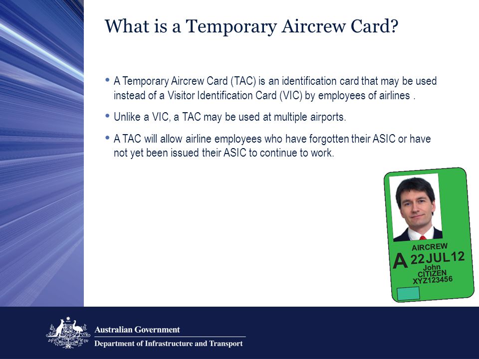 temporary aircrew cards identity security section office of identity card office