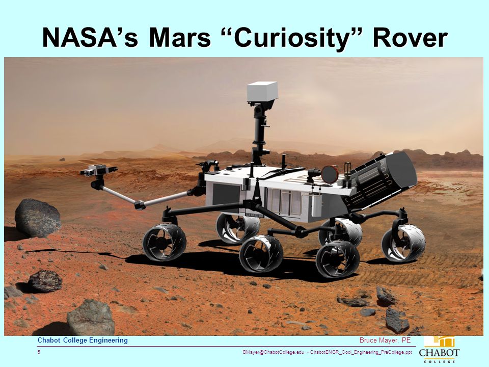 ChabotENGR_Cool_Engineering_PreCollege.ppt 5 Bruce Mayer, PE Chabot College Engineering NASA’s Mars Curiosity Rover