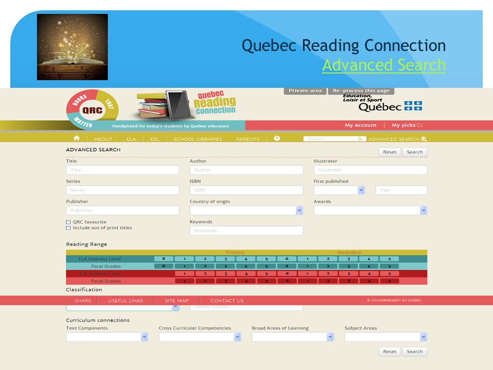 Quebec Reading Connection Advanced Search Advanced Search
