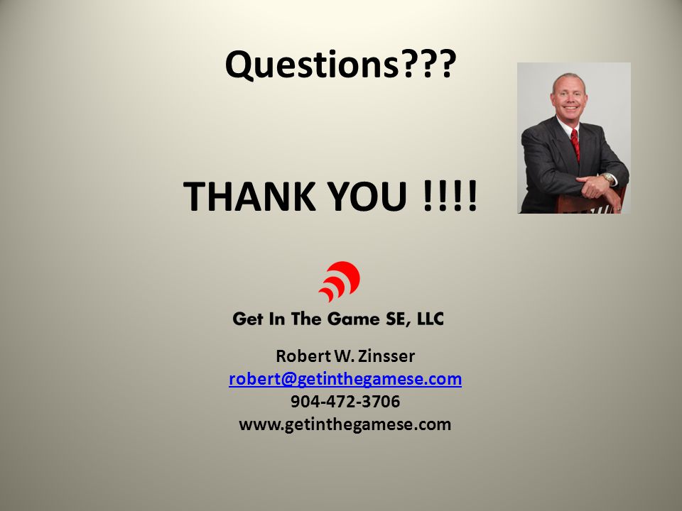 Questions . THANK YOU !!!. Robert W.