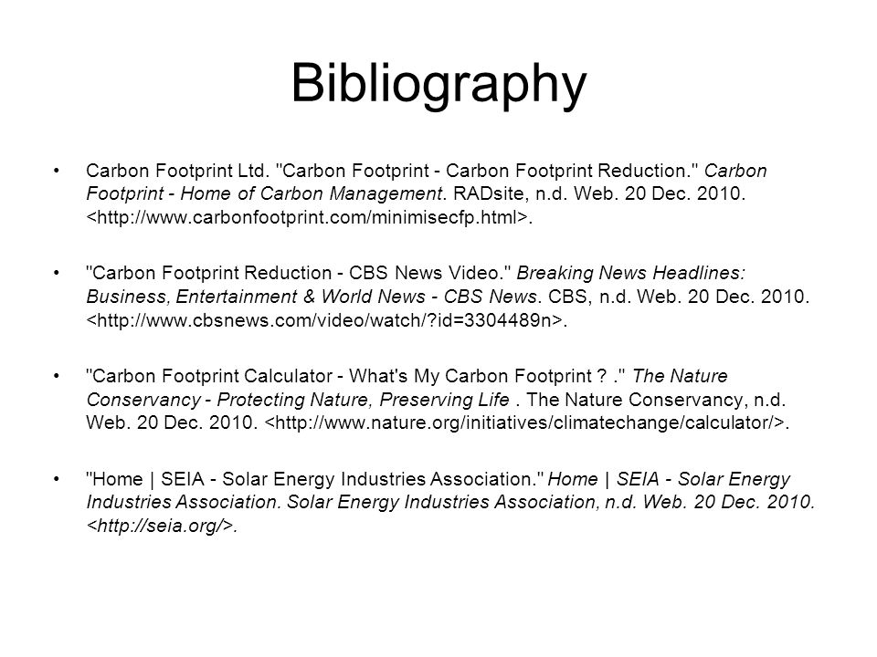 Bibliography Carbon Footprint Ltd.