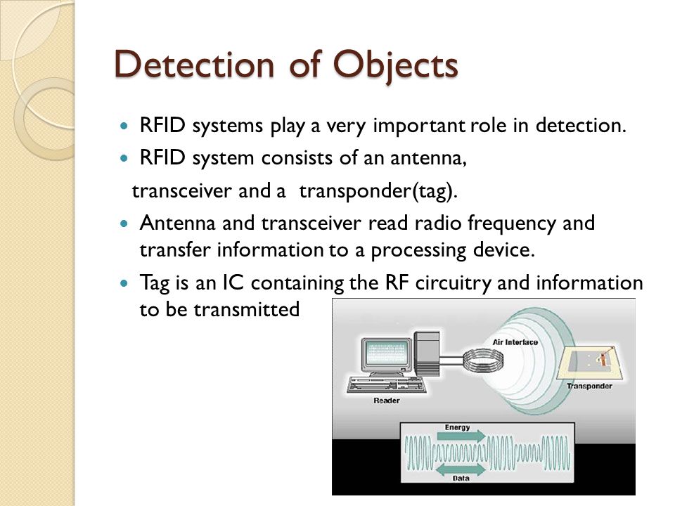 Detection of Objects RFID systems play a very important role in detection.