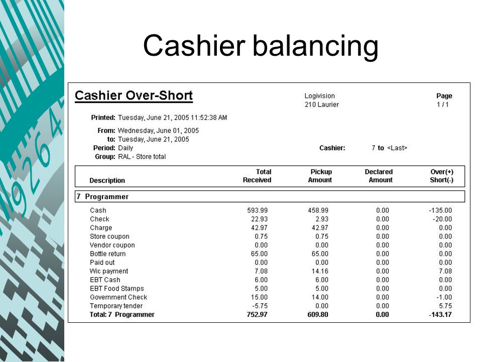 cashier balancing