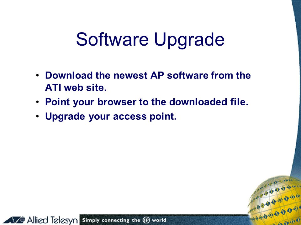 Download the newest AP software from the ATI web site.