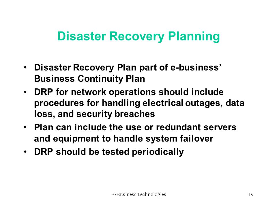 network disaster recovery planning