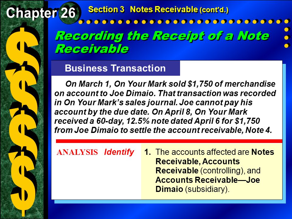Business Transaction On March 1, On Your Mark sold $1,750 of merchandise on account to Joe Dimaio.