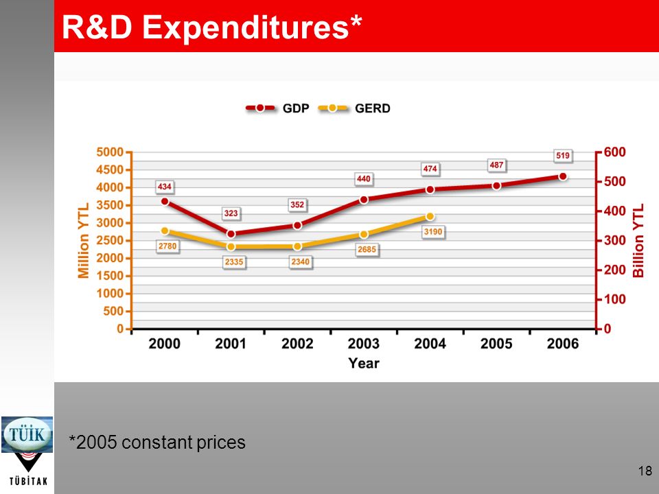 18 R&D Expenditures* *2005 constant prices