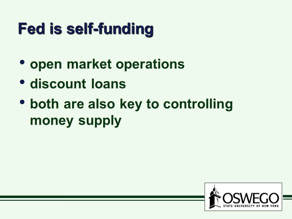 Fed is self-funding open market operations discount loans both are also key to controlling money supply open market operations discount loans both are also key to controlling money supply