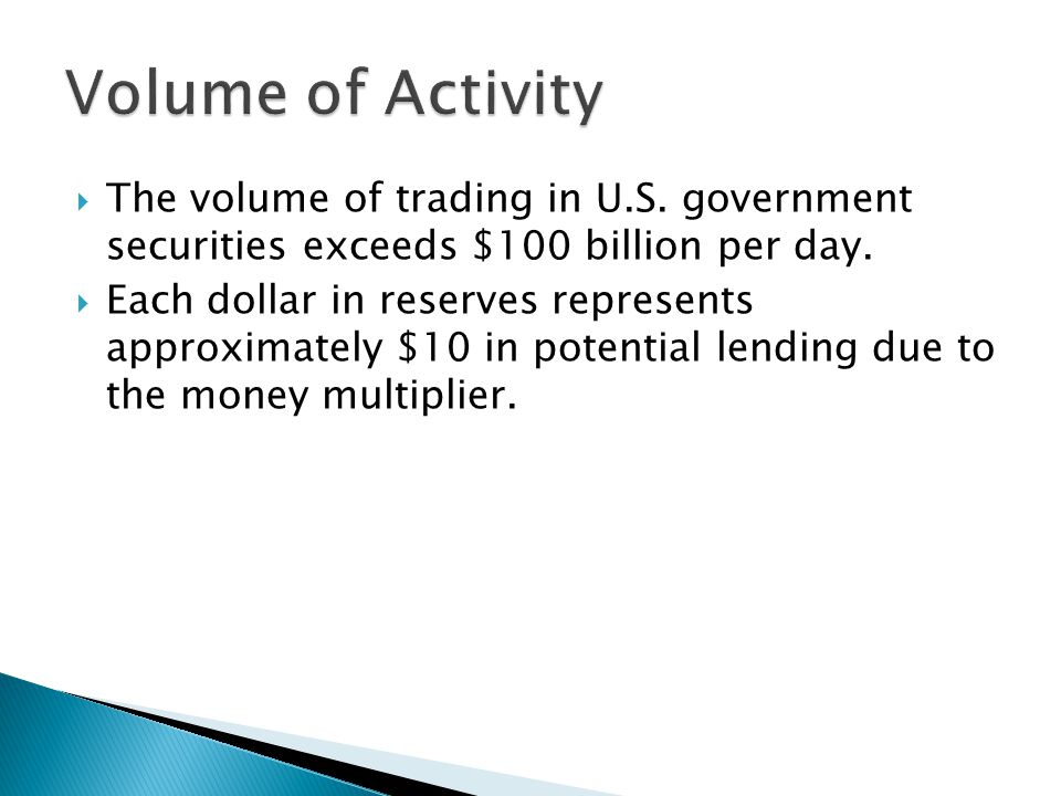  The volume of trading in U.S. government securities exceeds $100 billion per day.