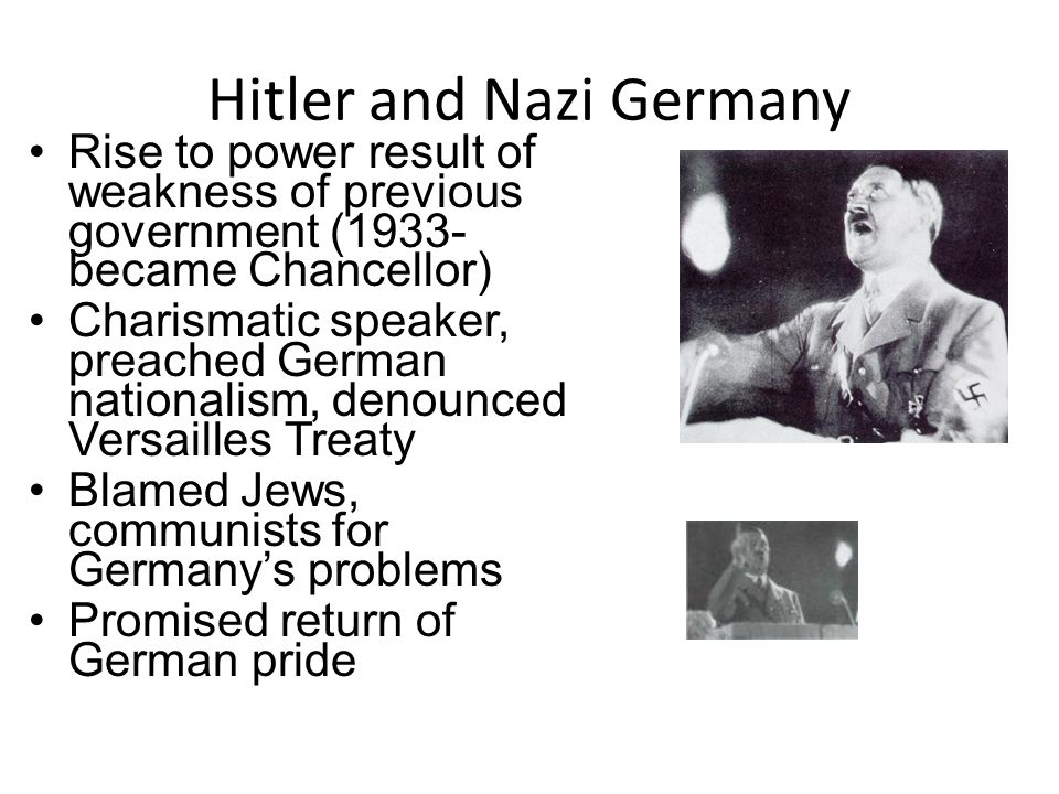 the treaty of versailles gave way to hitlers rise of power Hitler's rise to power once released from prison, hitler decided to seize power constitutionally rather than by force of arms using demagogic oratory, hitler spoke to scores of mass audiences, calling for the german people to resist the yoke of jews and communists, and to create a new empire which would rule the world for 1,000 years. the treaty of versailles gave way to hitlers rise of power Hitler's rise to power once released from prison, hitler decided to seize power constitutionally rather than by force of arms using demagogic oratory, hitler spoke to scores of mass audiences, calling for the german people to resist the yoke of jews and communists, and to create a new empire which would rule the world for 1,000 years.