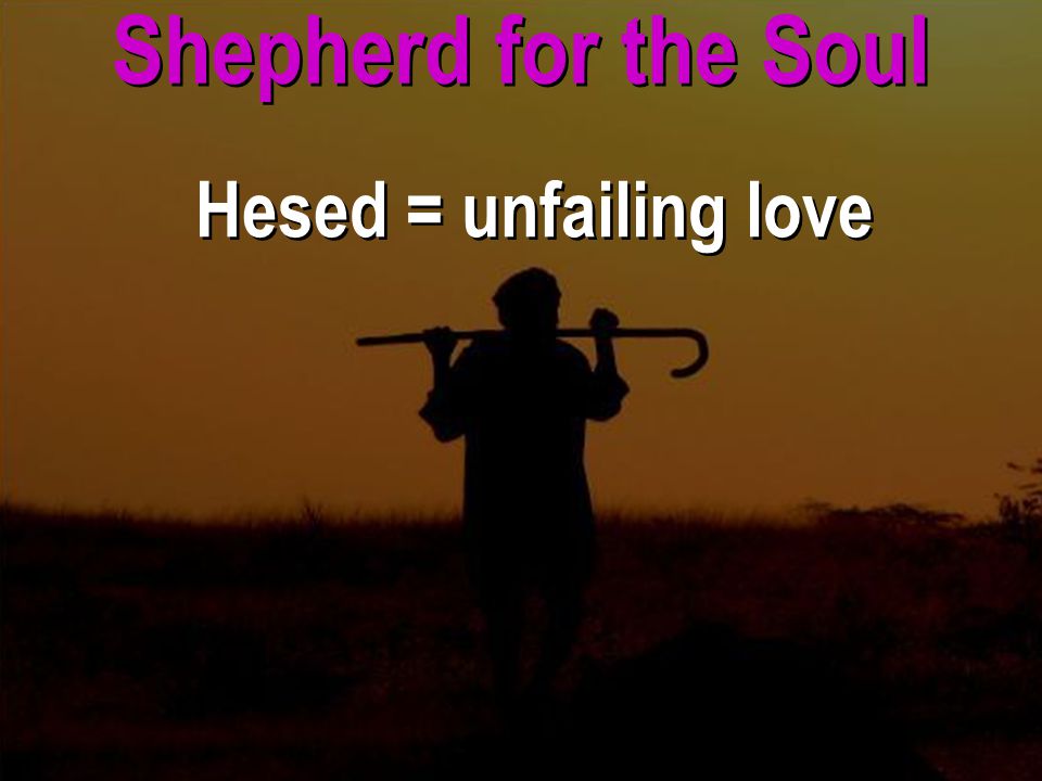 Shepherd for the Soul Hesed = unfailing love