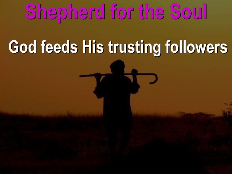 Shepherd for the Soul God feeds His trusting followers