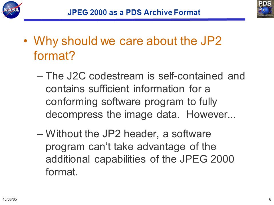 10 06 051 jpeg 2000 as a pds archive format introduction and status jp2 format