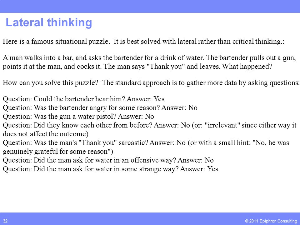 Lateral Thinking Problem Solving