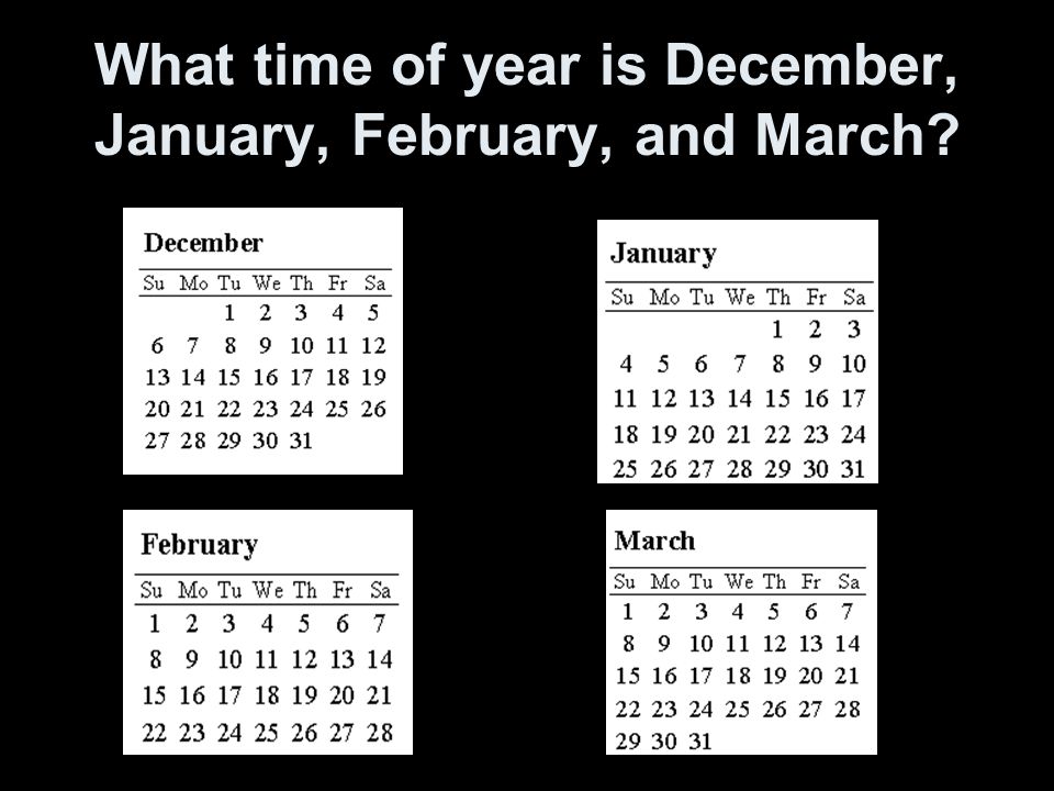 What time of year is December, January, February, and March