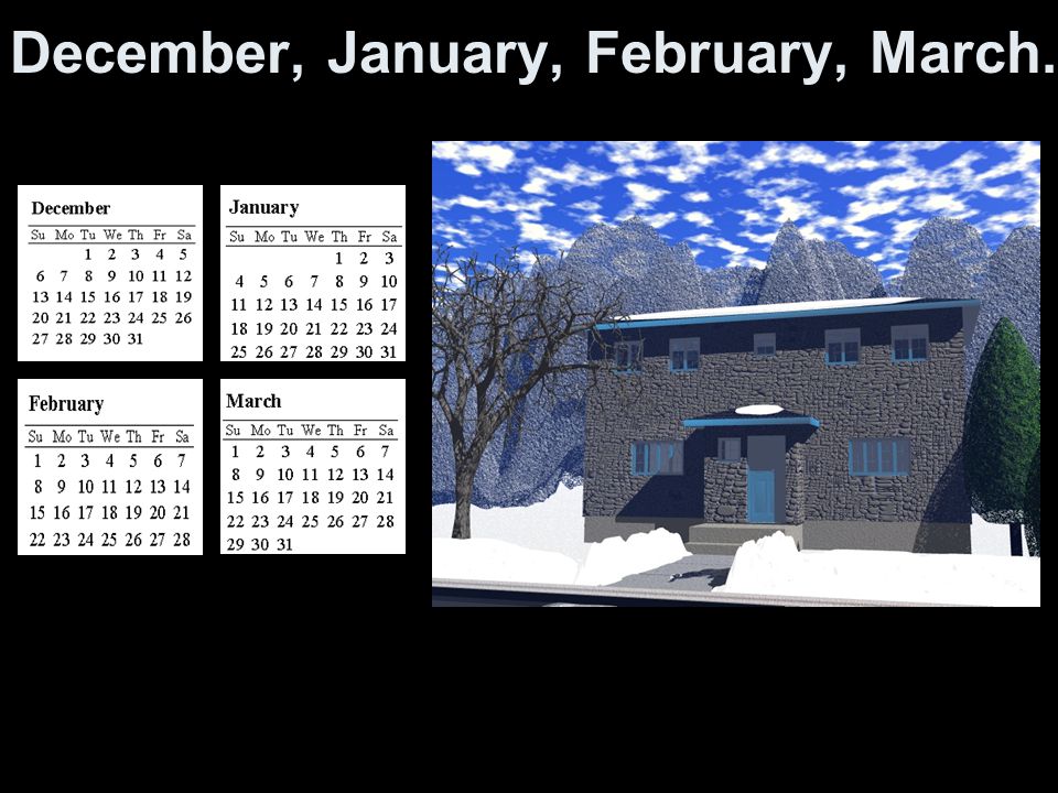 December, January, February, March.