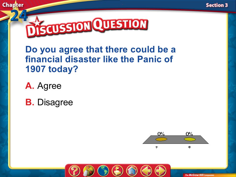A.A B.B Section 3 Do you agree that there could be a financial disaster like the Panic of 1907 today.