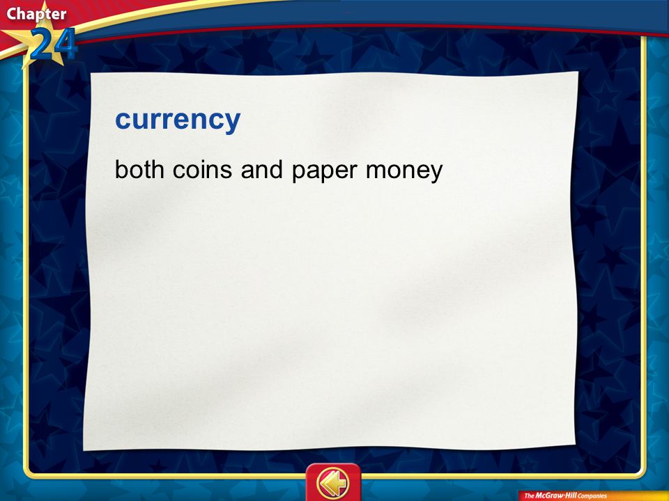 Vocab2 currency both coins and paper money