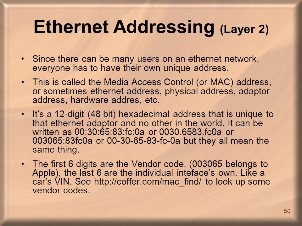 ETHERNET ADDRES ethernet addres: