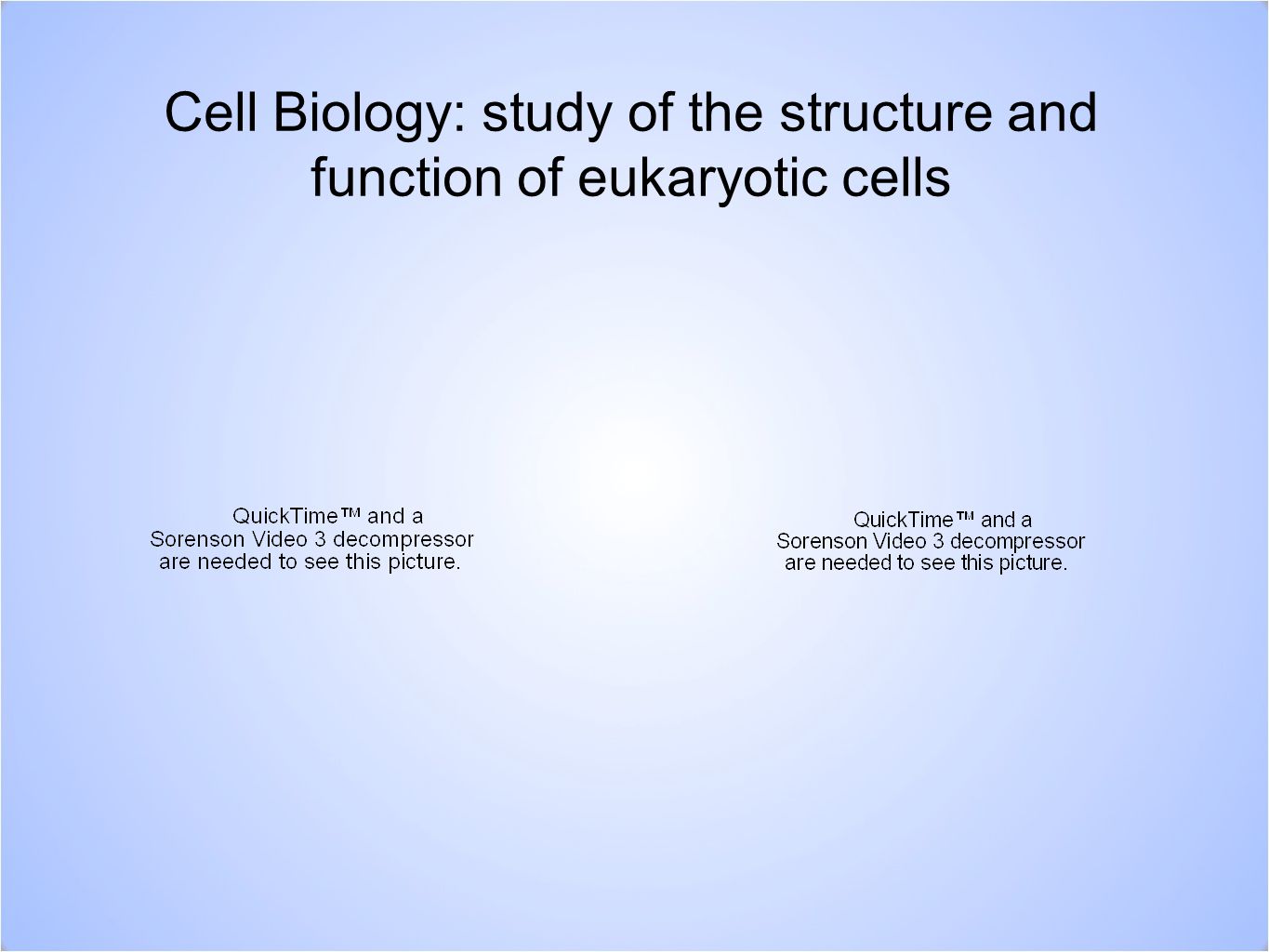 Cell Biology: study of the structure and function of eukaryotic cells