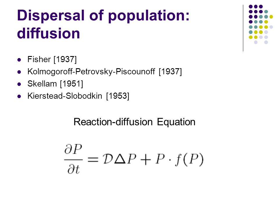 Reaction Diffusion Models With Allee Effects Junping Shi 史峻平 Of Potion Diffusion Fisher 1937 Kolmogoroff Petrovsky Piscounoff Skellam 1951 Kierstead Slobodkin 1953 Reaction Equation