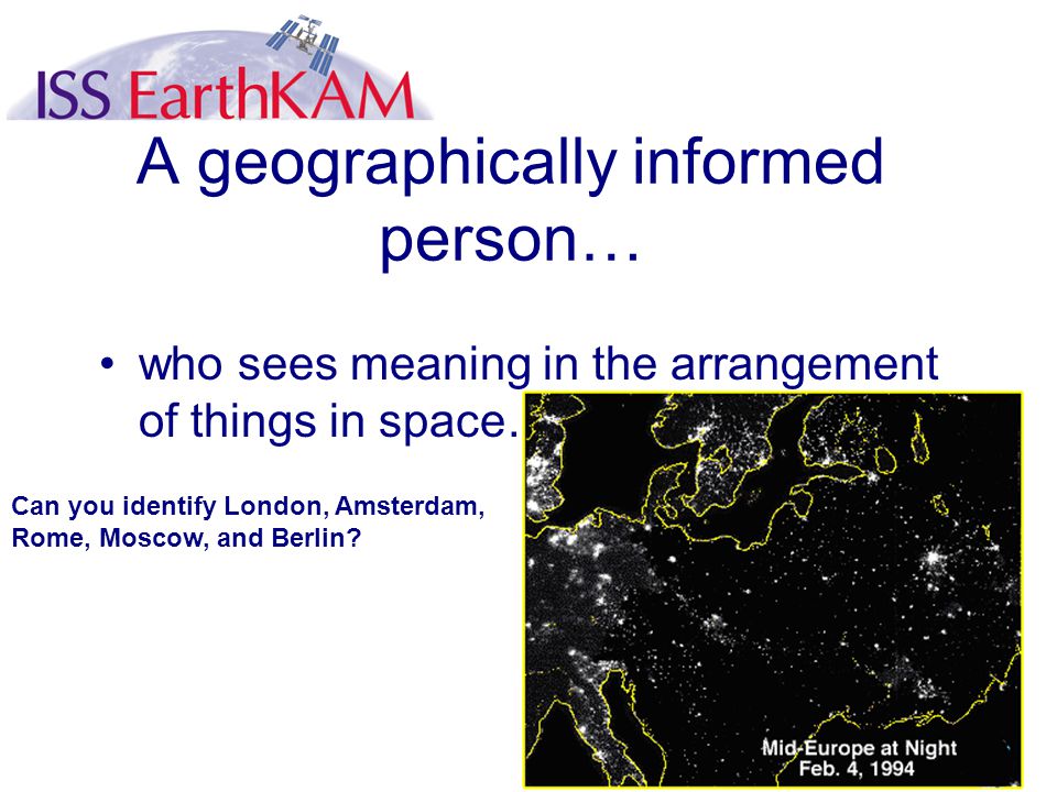 who sees meaning in the arrangement of things in space… Can you identify London, Amsterdam, Rome, Moscow, and Berlin.