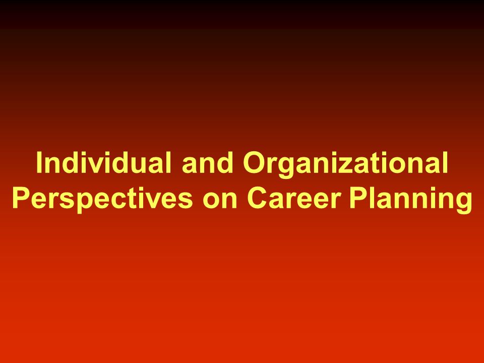 Individual and Organizational Perspectives on Career Planning