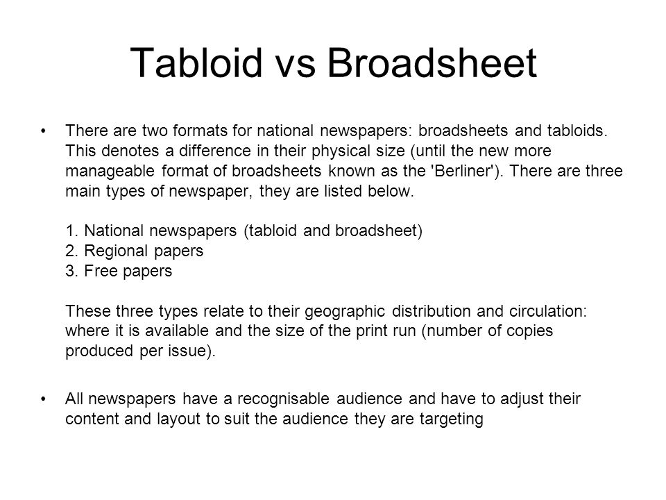 comparing a tabloid and a broadsheet essay comparing a tabloid and a broadsheet essay