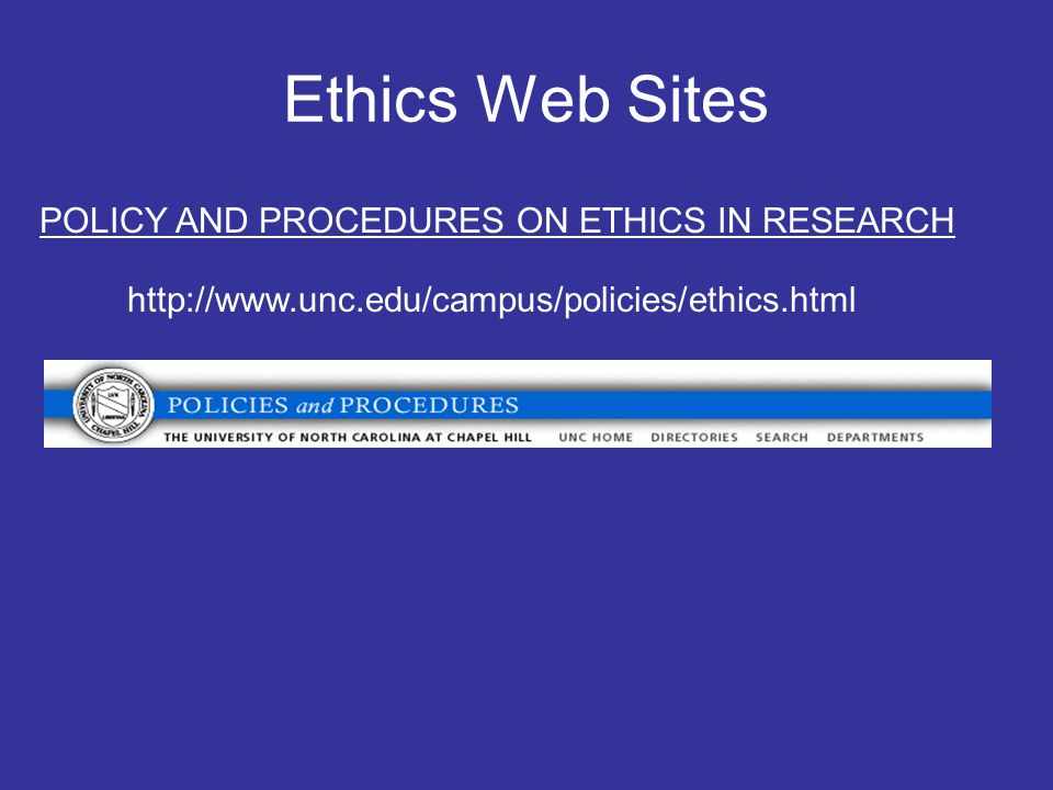 Ethics Web Sites POLICY AND PROCEDURES ON ETHICS IN RESEARCH