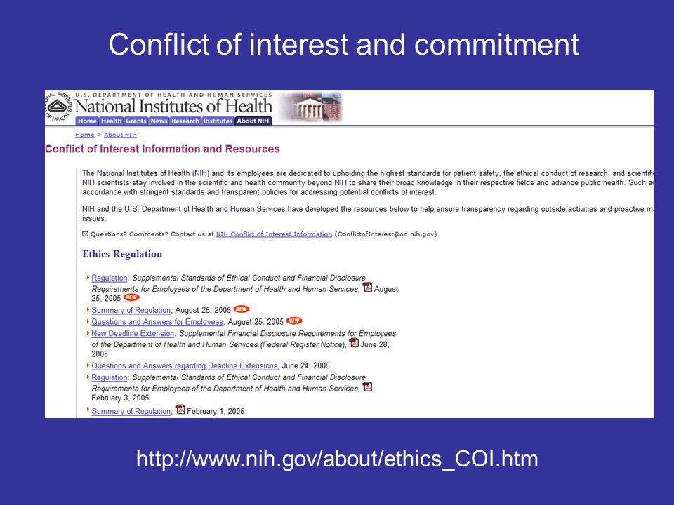 Conflict of interest and commitment