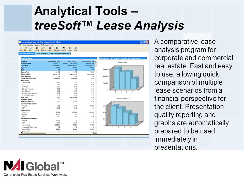 19 Analytical Tools – treeSoft™ Lease Analysis A comparative lease analysis program for corporate and commercial real estate.