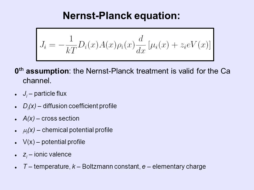 Coupling The Nernst Planck Equation To Monte Carlo Simulations 26 Nernst Planck Equation
