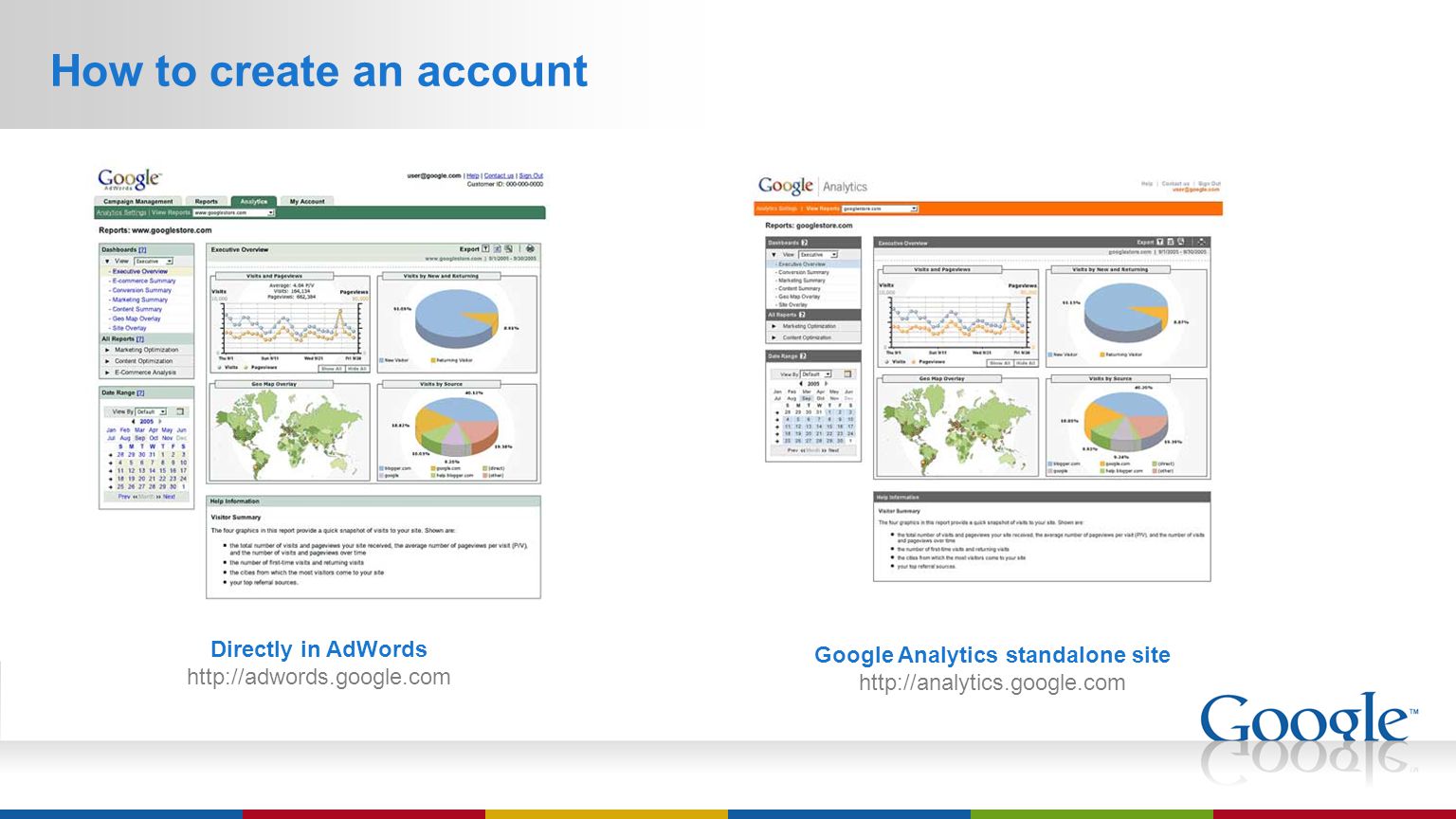 How to create an account Directly in AdWords   Google Analytics standalone site