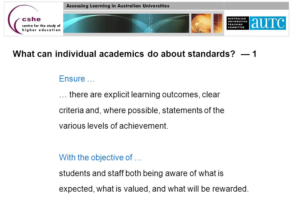 What can individual academics do about standards.