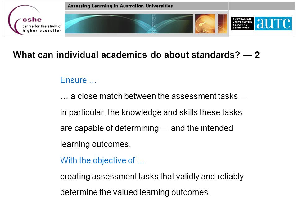 What can individual academics do about standards.