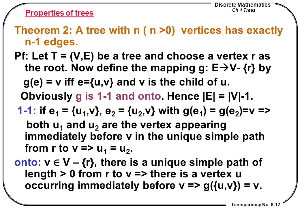 Discrete Mathematics Ch 4 Trees Transparency No.