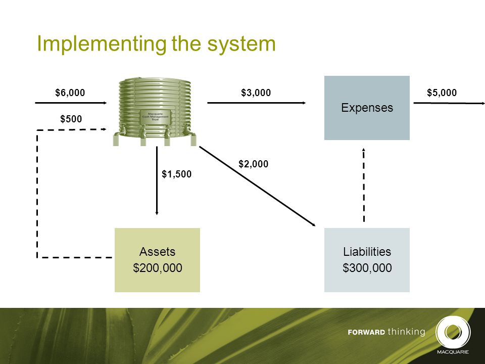 20 Implementing the system Expenses Liabilities $300,000 Assets $200,000 $6,000$3,000 $2,000 $1,500 $500 $5,000