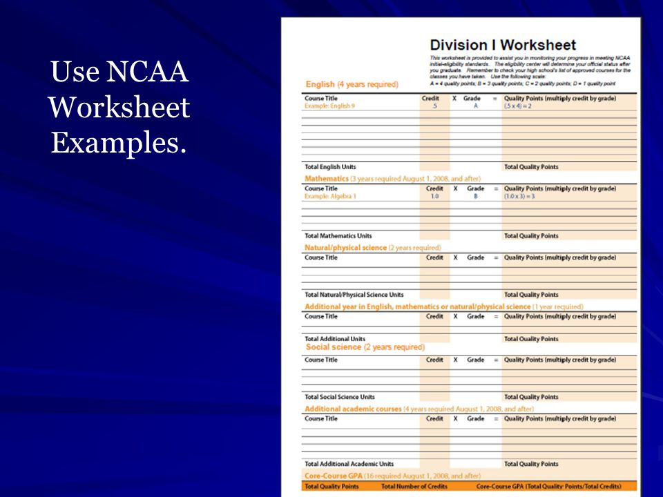 Printables Ncaa Eligibility Worksheet ncaa freshman eligibility worksheet intrepidpath naia informational meeting information and