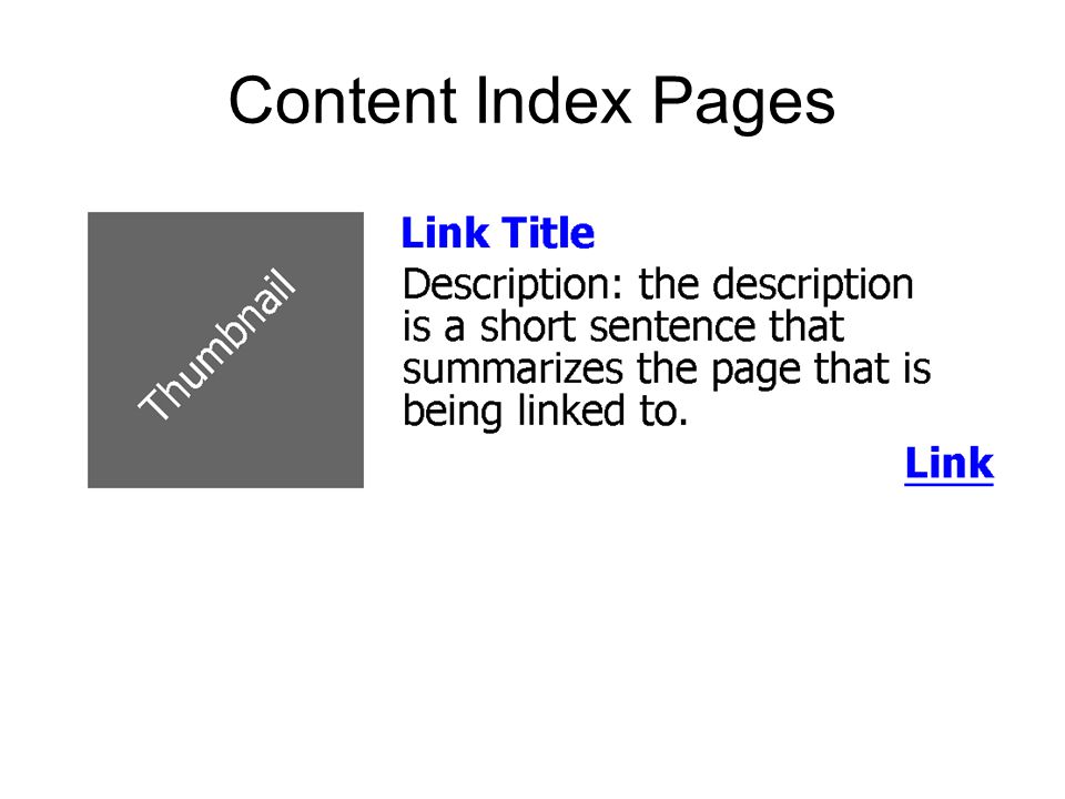 Content Index Pages