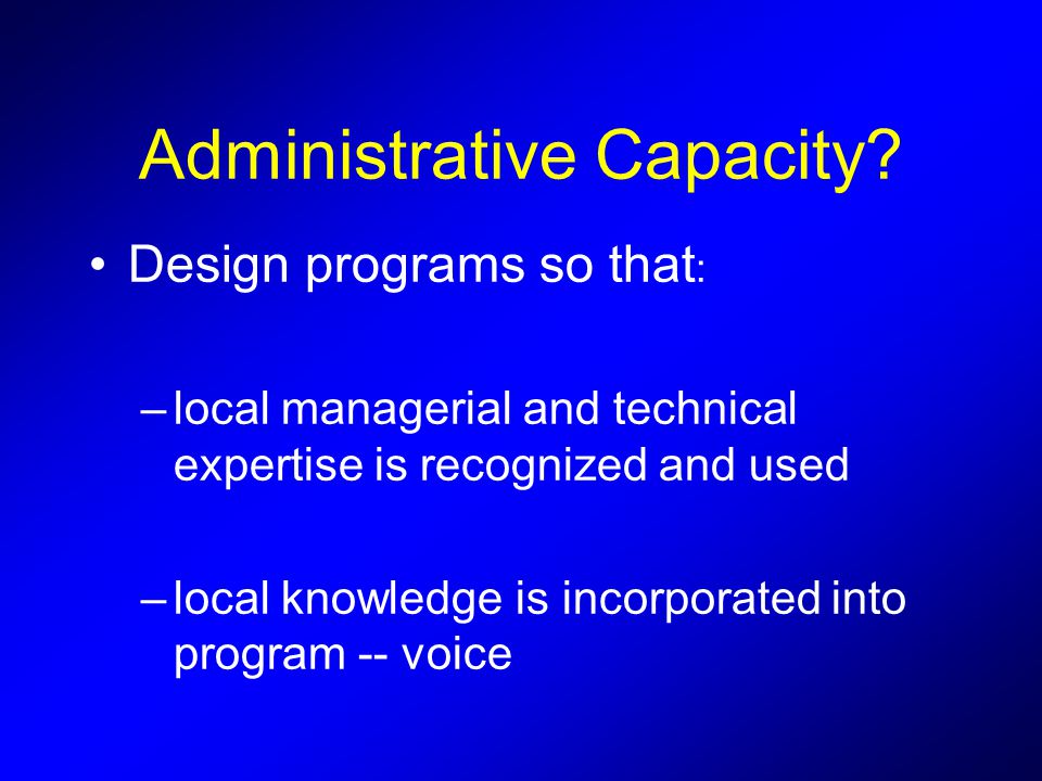 Administrative Capacity.