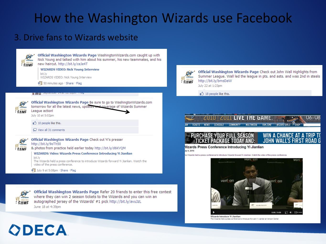 How the Washington Wizards use Facebook 3. Drive fans to Wizards website