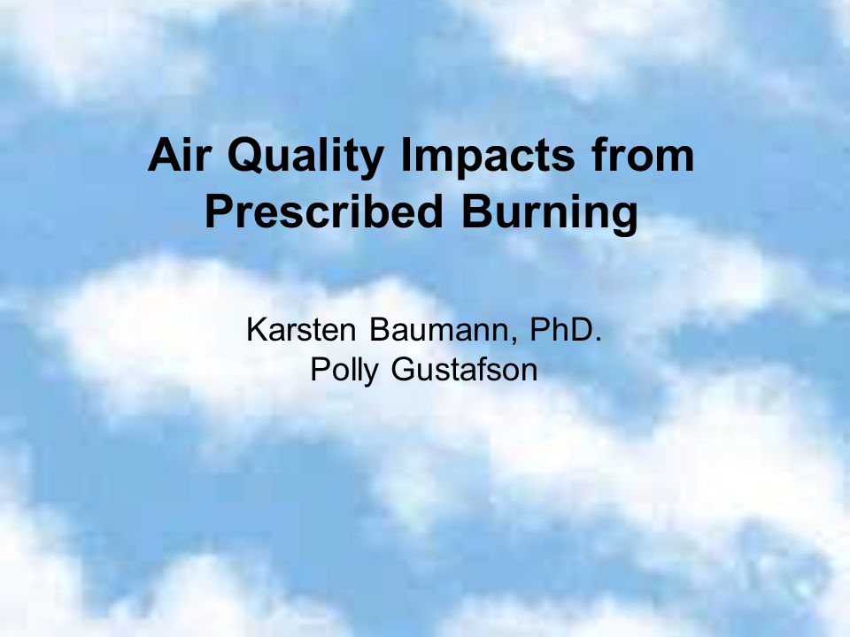 Air Quality Impacts from Prescribed Burning Karsten Baumann, PhD. Polly Gustafson