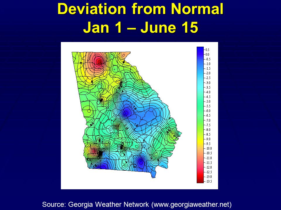 Deviation from Normal Jan 1 – June 15 Source: Georgia Weather Network (