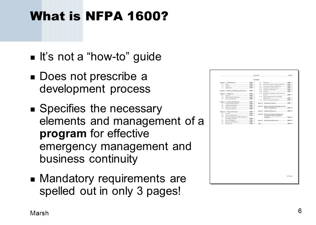 Marsh 6 What is NFPA 1600.