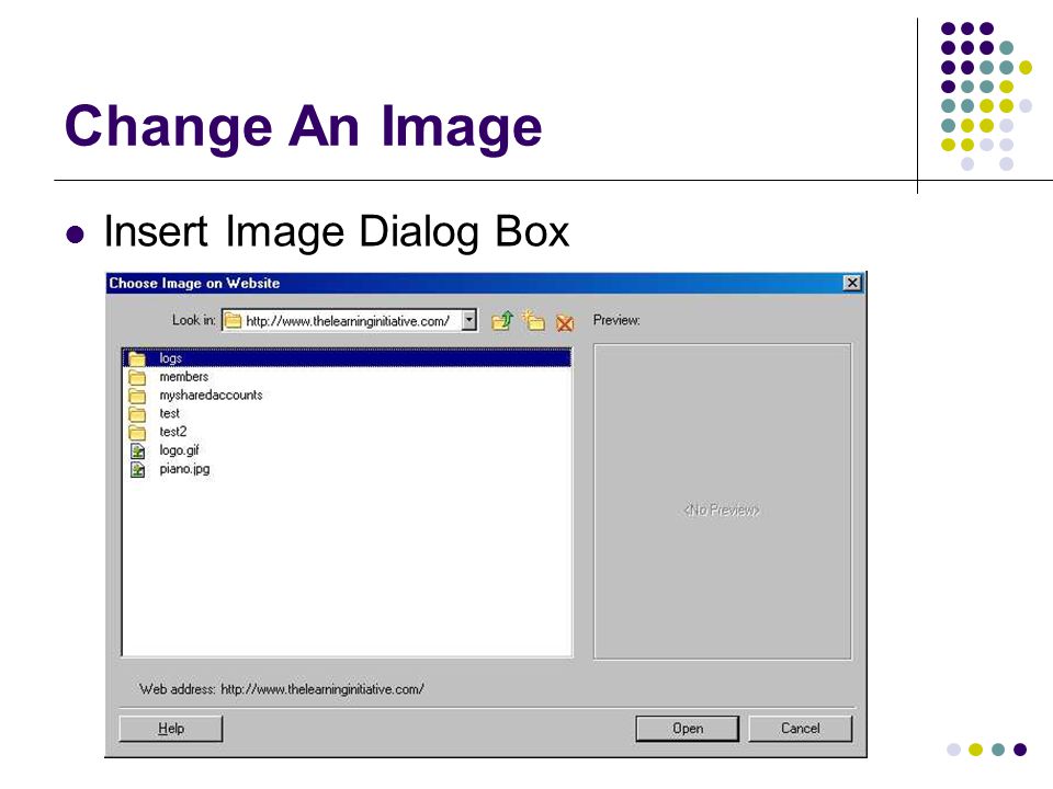 Website Maintenance Demonstration Change An Image Insert Image Dialog Box