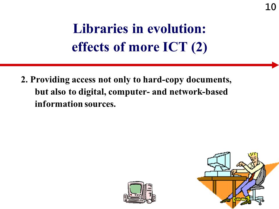 10 Libraries in evolution: effects of more ICT (2) 2.