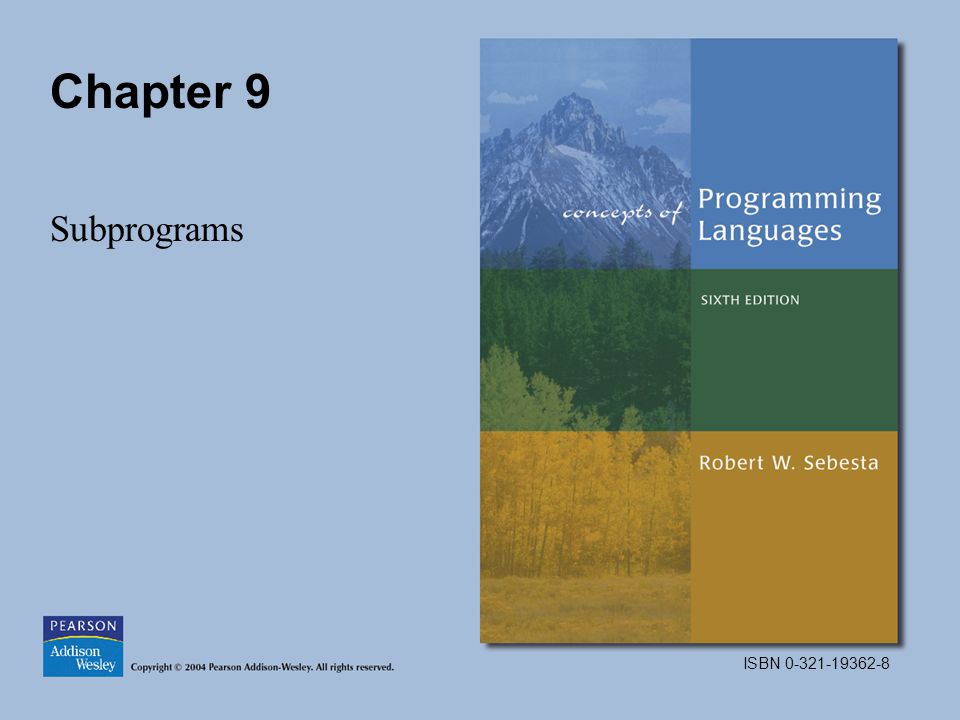 ISBN Chapter 9 Subprograms