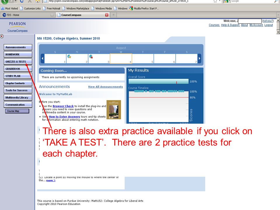 There is also extra practice available if you click on ‘TAKE A TEST’.