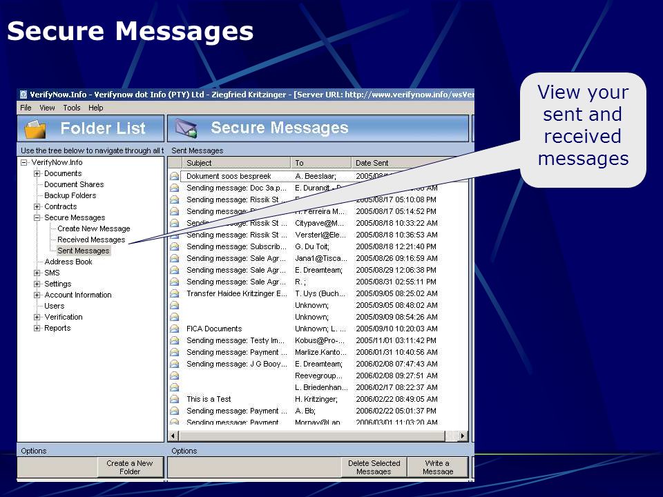 Secure Messages View your sent and received messages