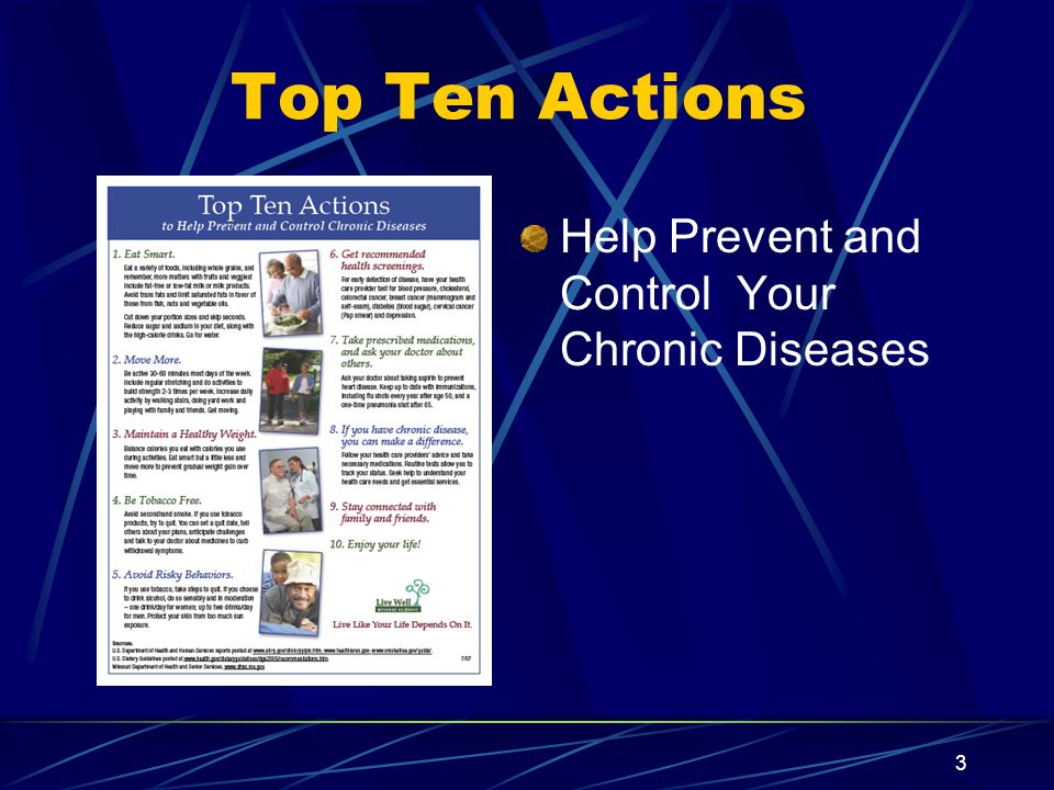 3 Top Ten Actions Help Prevent and Control Your Chronic Diseases